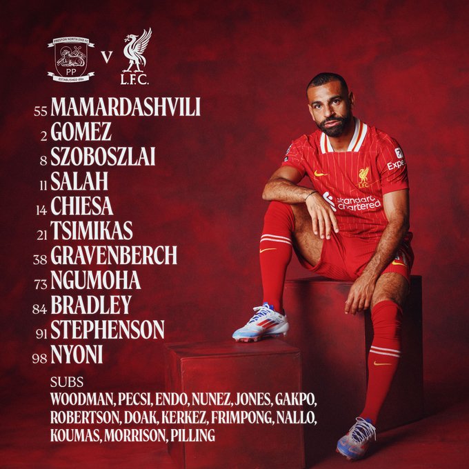 开云体育官方网站-利物浦vs普雷斯顿：维尔茨缺席，马马尔达、基耶萨、萨拉赫首发